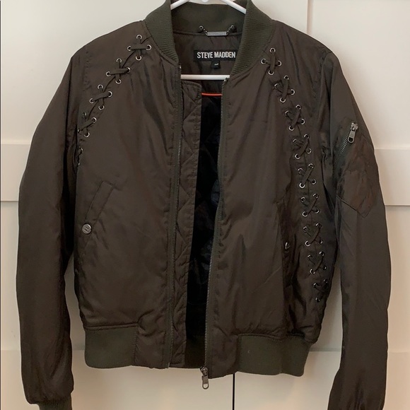 Steve Madden Army Green Bomber Jacket - Picture 2 of 6